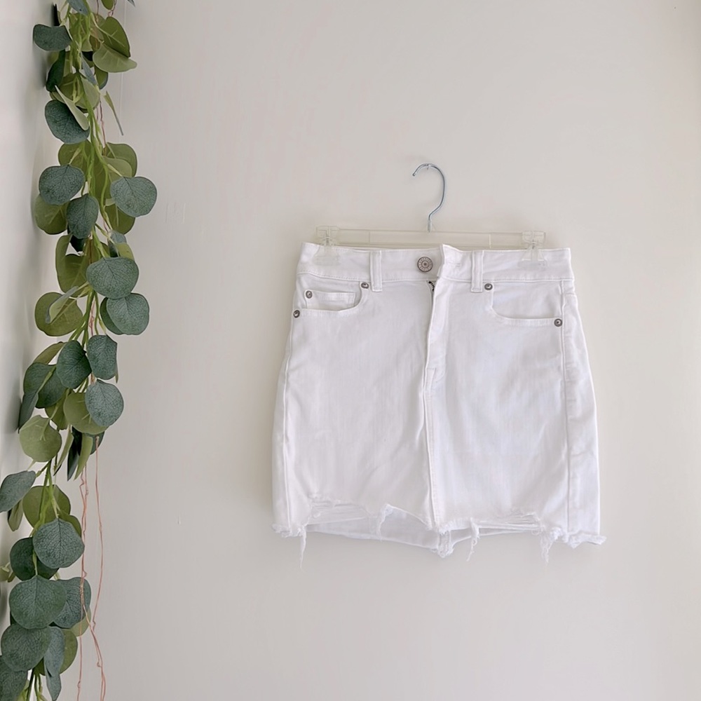 White denim mini skirt